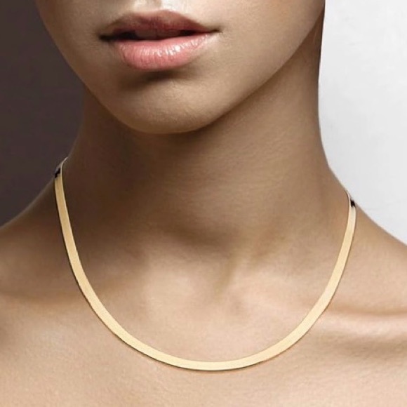 Gold-Plated Sterling Silver Herringbone Necklace - Picture 6 of 6